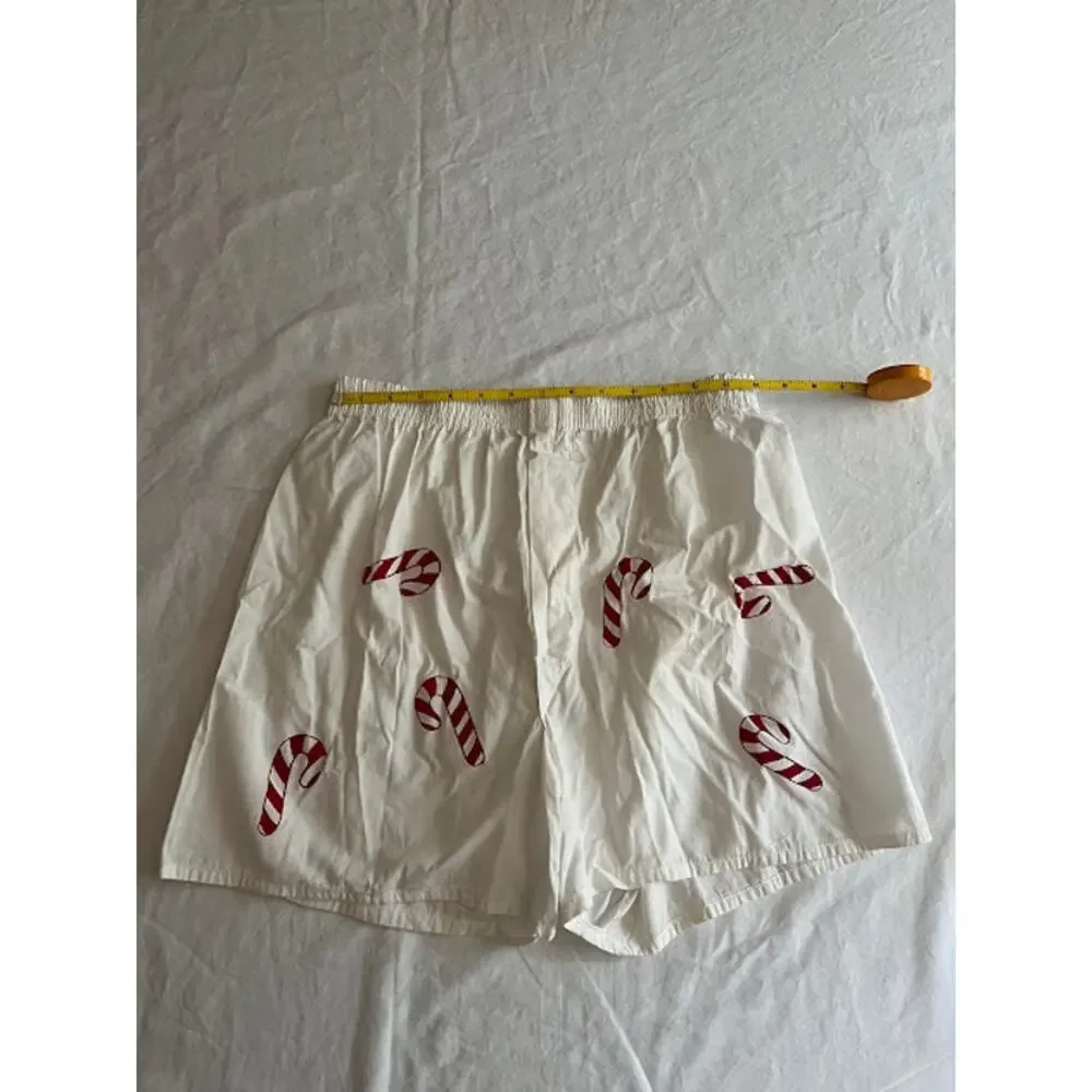 All Cotton Boxers White with Candy Canes Size 36 L NWOT